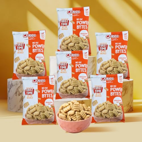 Image of Quipps Power Bytes Himalayan Salt Pack of 6 | 60g Each | Upto 28% Plant Protein | Patent Applied Innovation | High Protein | Millet & Lentil | Crunchy Savoury | Gluten Free | No Artificial Preservatives | No Palm Oil | Office, Tea Time & Travel Munchies