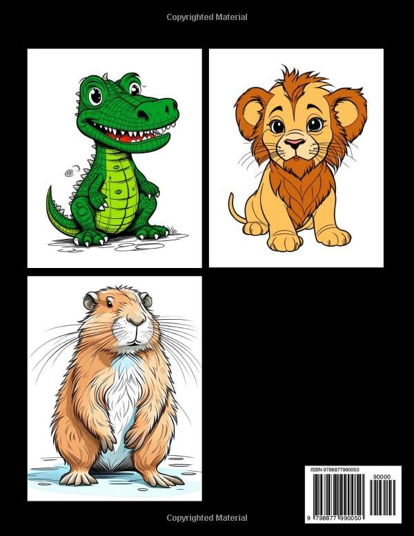 A to Z Alphabet Animals Colouring Book - Activity Colouring Book for 3 to 7 years old kids - Gift to children for painting, [Paperback]: Cute Jungle Animals Colouring book, A to Z Alphabet book image 3