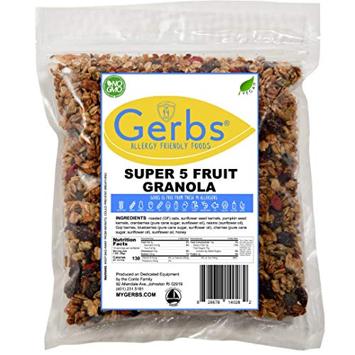 GERBS Super 5 Dried Fruit Granola, 14 ounce Bag, Top 14 Food Allergy Free, NON GMO