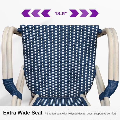 Image of PURPLE LEAF Outdoor Dining Armchairs Set of 4, White Finish, Deep Blue