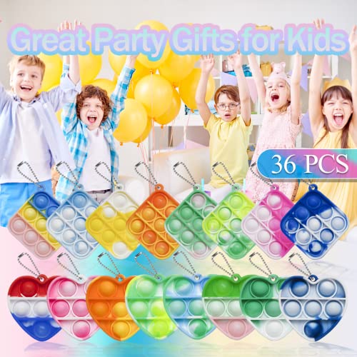 Pop Fidget Toys Valentine's Day Gifts for Kids Party Favors Mini Pop Keychain It Fidget Toy Packs for Classroom Prizes Sensory Toys (36PCS Three Shape) 6