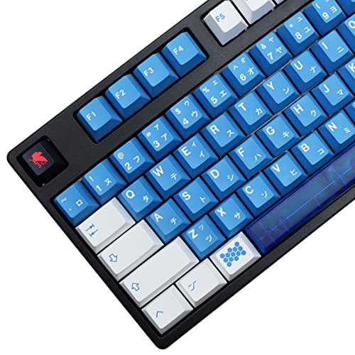 MOLGRIA 130 Set Blue and White Keycaps for Gaming Keyboard, PBT Cherry Profile Dye Sublimation Keycaps with Keycap Puller for Gateron Kailh Cherry MX 104/87/74/61 60% Keyboard