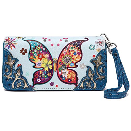 Colorful Butterfly Spring Western Style Fashion Purse Women Wristlets Wallet