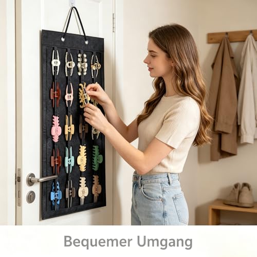 unbholkk Haarspangen Aufbewahrung, Haarschmuck Aufbewahrung, Hängender Haarschmuck Organizer 80x35cm Für Haaraccessoires (Dunkelgrau)
