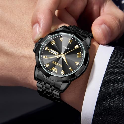 Image of OLEVS Mens Watches Analog Quartz Original Perfume Watch for Man Diamond Stainless Steel Waterproof Calendar Stylish Business Men's Branded Watches