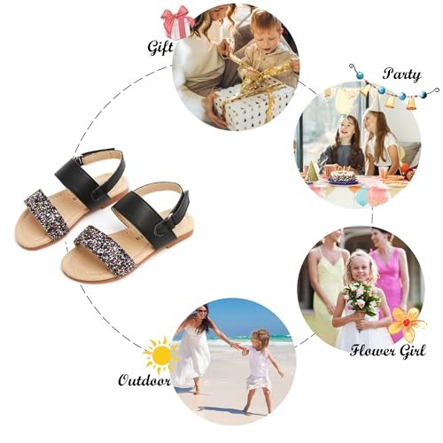 Image of Felix & Flora Toddler Girl Sandals - Little Girl Easter Dress Shoes Lightweight Open Toe Beach Holiday Flats