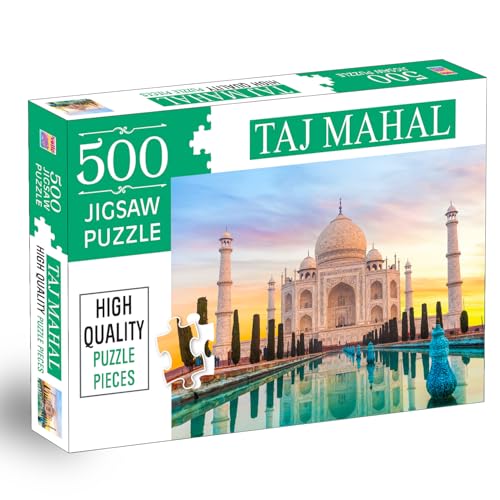 Image of Taj Mahal 500-Piece Jigsaw Puzzles for Kids and Childrens Realistic Illustration Brain Booster Gifts, Fun and Creative Game - Ages 9+ (500 Pcs)
