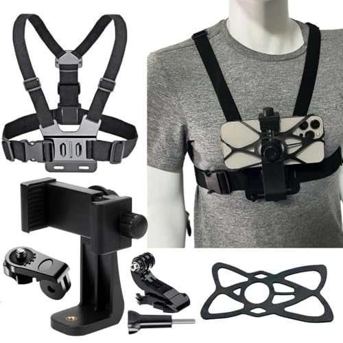 Image of Phone & Action Camera Chest Mount Harness Strap - POV Video Holder Belt for Vlogging, Biking, & Outdoor Sports - Universal Fit for iPhone 17 /16, S26 /S25, GoPro Hero 14 /13 /12 & DJI Osmo