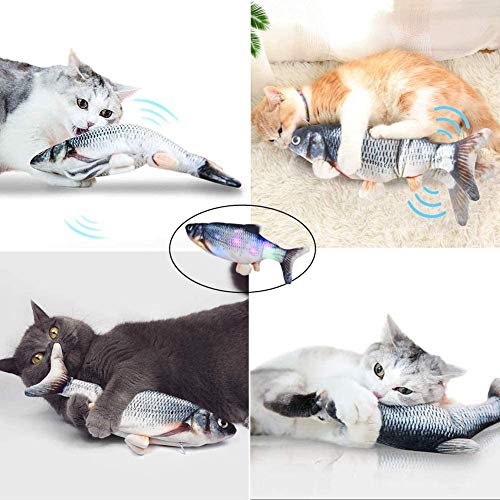 最安値 Vesiri 猫用ぬいぐるみ 電動魚 おもちゃ 振る魚リアル ピクピク動く Usb充電式 Ledライト付き 歌うでき 猫遊び 運動不足 ストレス解消対策 猫おもちゃ 羽棒付きの価格比較