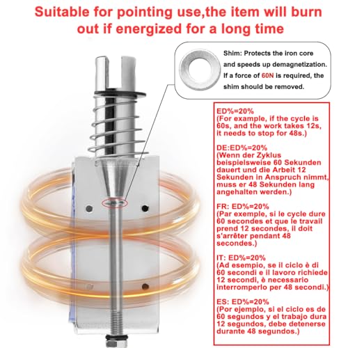 Heschen Magnet-Elektromagnet, HS-1564B, DC12V 3A, 20mm Hub, Kraft 60N, Push-Pull-Typ, offener Rahmen, Linearbewegung