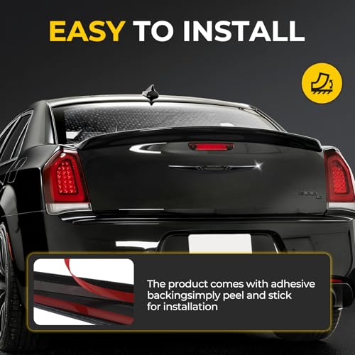 Image of Black Front Bumper Grille Emblem Cover Compatible with Chrysler 300 300C 2015+ Overlay Rear Badge Emblem Cover Trim Kit Exterior Accessories