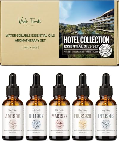 VTS Water Soluble Hotel Scent Essential Oils, Luxury Hotel Inspired Scented Oils Aromatherapy Oil Blends Gift Set for Home, Humidifiers, Diffusers (5 x 30ml)