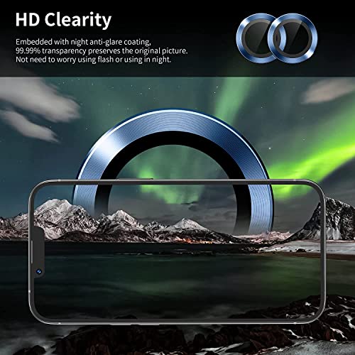 Image of LINEOVAL Compatible for i Phone 14 | iPhone 14 Plus Camera Lens Protector,Tempered Glass Bling, Alloy Metal Camera Ring Guard for i phone14 | iphone 14 plus Blue