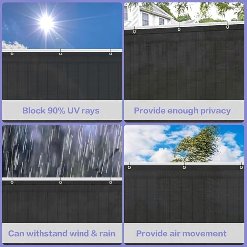 Privacy Fence Screen 3.3ft X 20ft – 90% Blockage UV Outdoor Shade Net Cover Heavy Duty Fence Mesh for Outdoor Wall Garden Backyard Porch Patio Balcony by Dinghao - Image 4