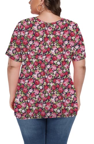 Image of ForHailey Women's Plus Size Short Sleeve Tee Shirt V Neck Basic Ladies Loose Fit T Shirt 1X-5X