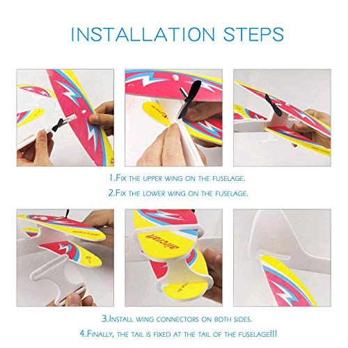 2 Pack Airplane Toy, Foam Airplanes Outdoor Toys for Kids Boys 5-7,Throwing Foam Gliders Plane Electric Airplane Activities Flying Toys Party Favors Beach Camping Games