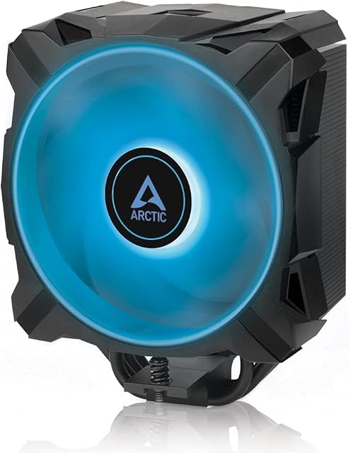 ARCTIC Freezer i35 RGB - Single Tower CPU Cooler with RGB, Intel specific, Pressure optimized 120 mm P-fan, 200-1700 RPM, 4 Heat Pipes, incl. MX-5 Thermal Paste - Black
