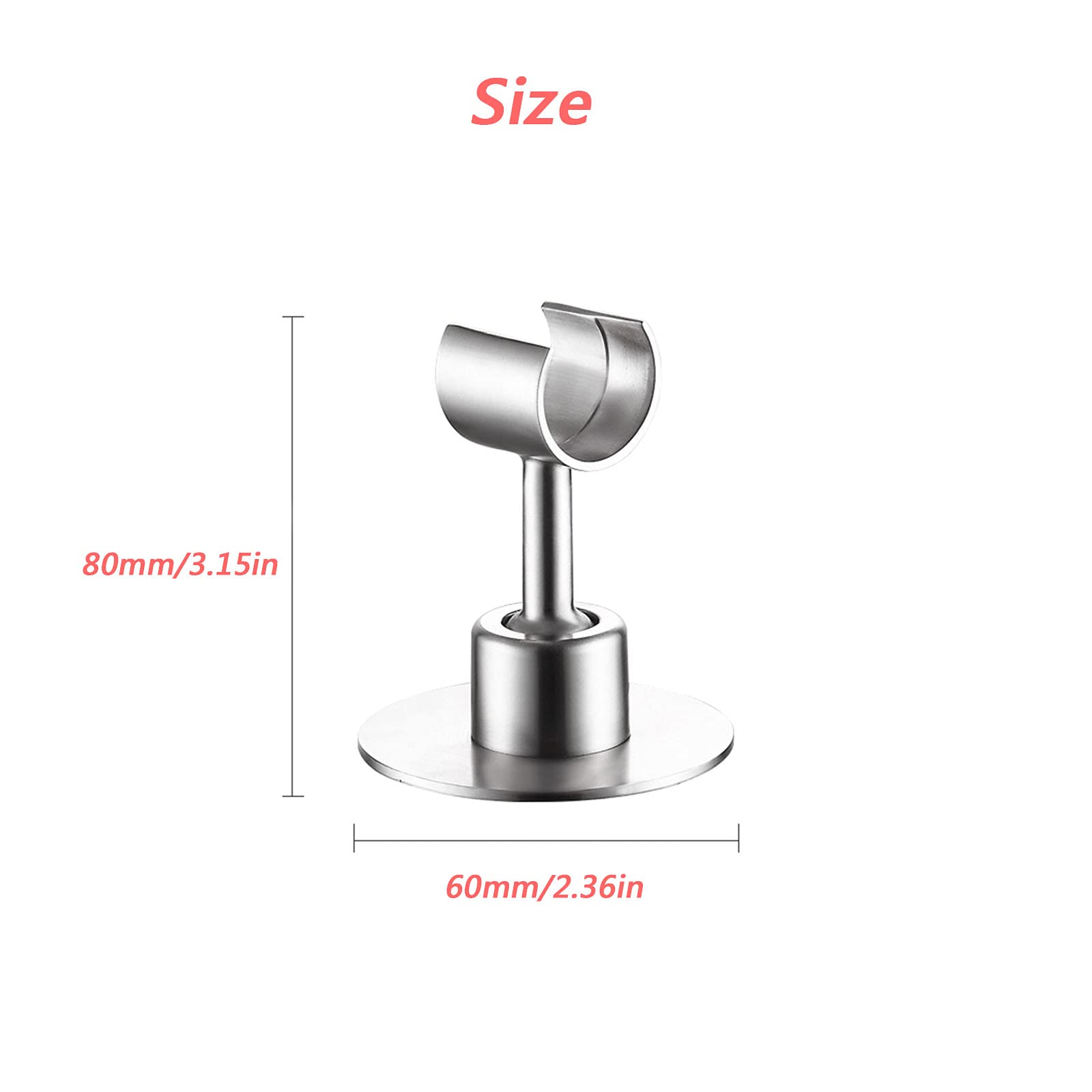 Supporto Doccino Da Muro In Acciaio Inox - Per Soffione Doccia, Con Viti E Gancio, Argento - Foto 4