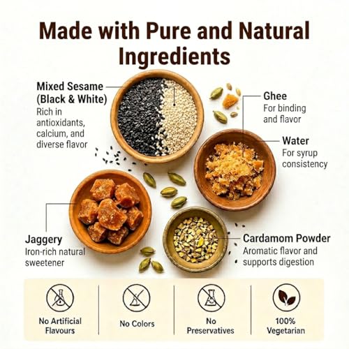 Image of Keraloma Premium Black Sesame Chikki Ladoo 700g (Karutha Ellunda) | Til Gud Ladoo | Jaggery Laddu | Traditional Healthy Indian Sweet Snack | Rich in Calcium & Iron | Source of Plant-Based Protein | Naturally Sweetened with Jaggery | No Preservatives or Added Colours | Handmade Traditional Recipe | Reusable PET Jar for Prestige Gifting