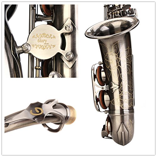 Image of GLORY Engraved Flower Design High Grade Antique Finish Series PR4, E Flat Alto Saxophone with 11reeds,8 Pads Cushions,case,carekit