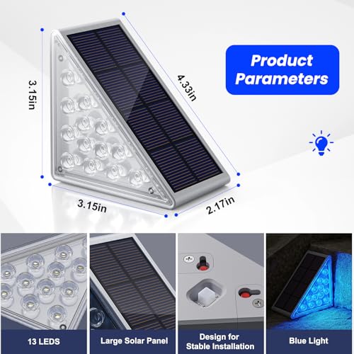 image for NIORSUN Solar Step Lights for Outside,16 Pack Blue LED Outdoor Step Li