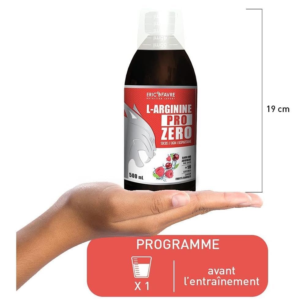 L-ARGININE PRO ZERO - L Arginine Musculation Vegan liquide 500 ml - L-Arginine 100% pure, efforts intenses et récupération - Laboratoire Français Eric Favre - Fruits Rouges