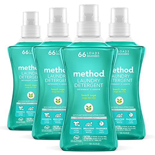 Method Liquid Laundry Detergent; Beach Sage Scent, Plant-Based Stain Remover; ; 66 Loads per 53.5 fl...