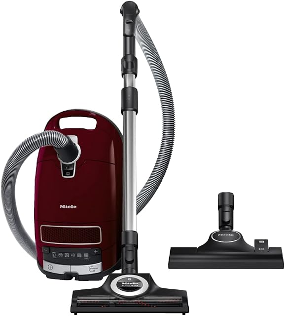 Miele Complete C3 Cat & Dog Bagged Cylinder Vacuum Cleaner with Power Efficinecy Motor, Turbo Brush for Pet Hair, Odour / HEPA filter, Tayberry Red