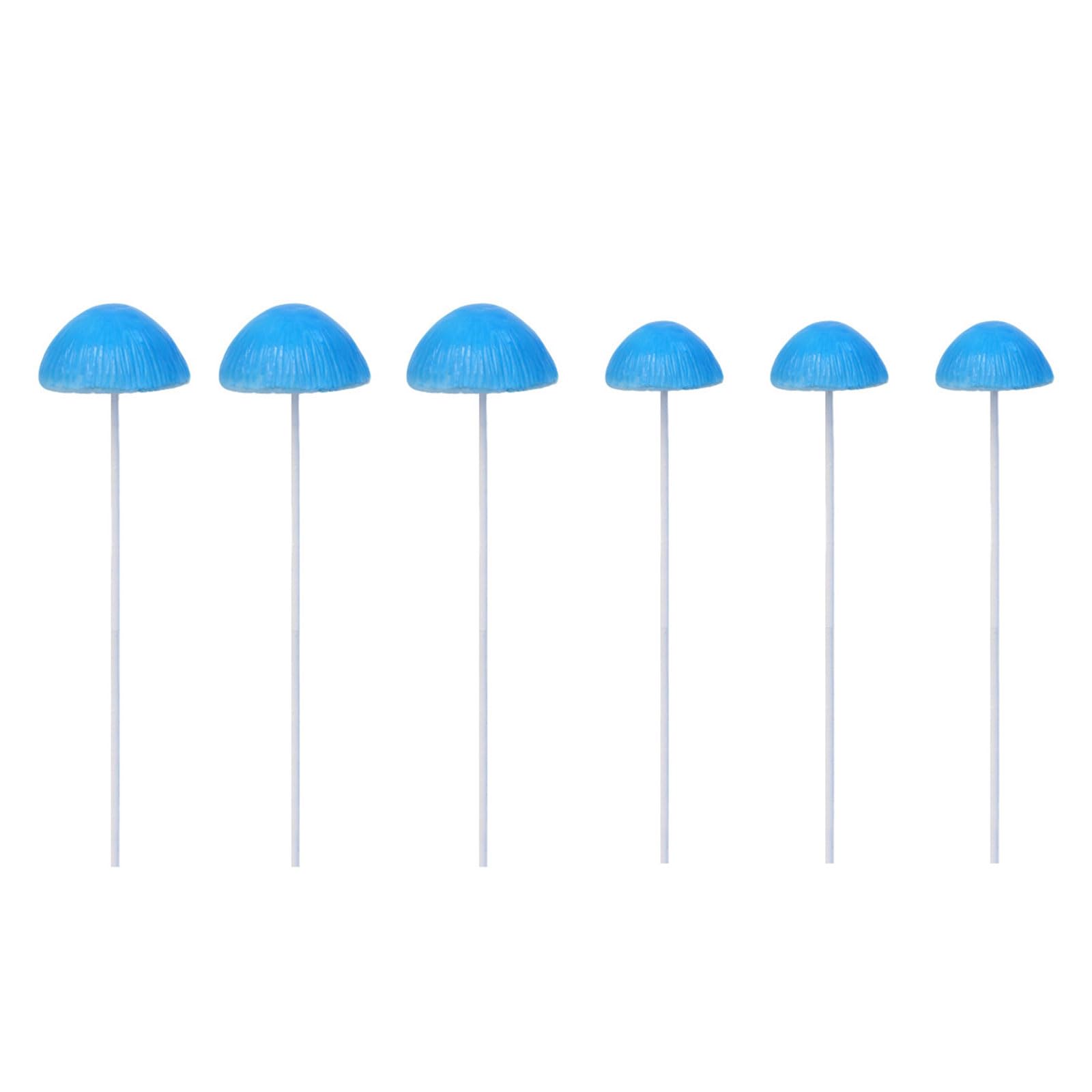 Piceioep 6Pcs Blue Mushroom Lawns Decorations Stakes Artistic Resins Sculptures for Enhancing Flower Bed and Patios Spaces Mushroom Decorative Statues
