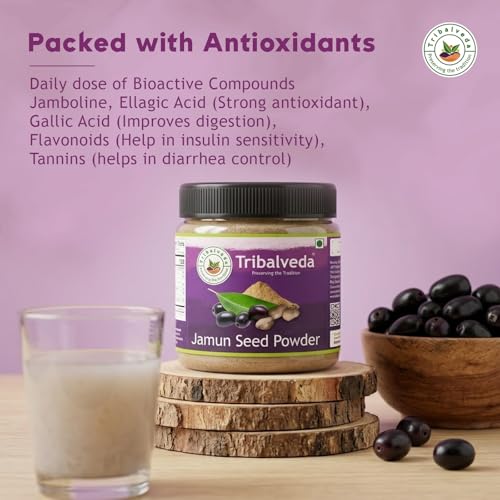 Image of Tribalveda Jamun Seed Powder 250g Each - Pack of 2 (500g Total) | As Seen on Shark Tank | Blood Sugar Support Supplement