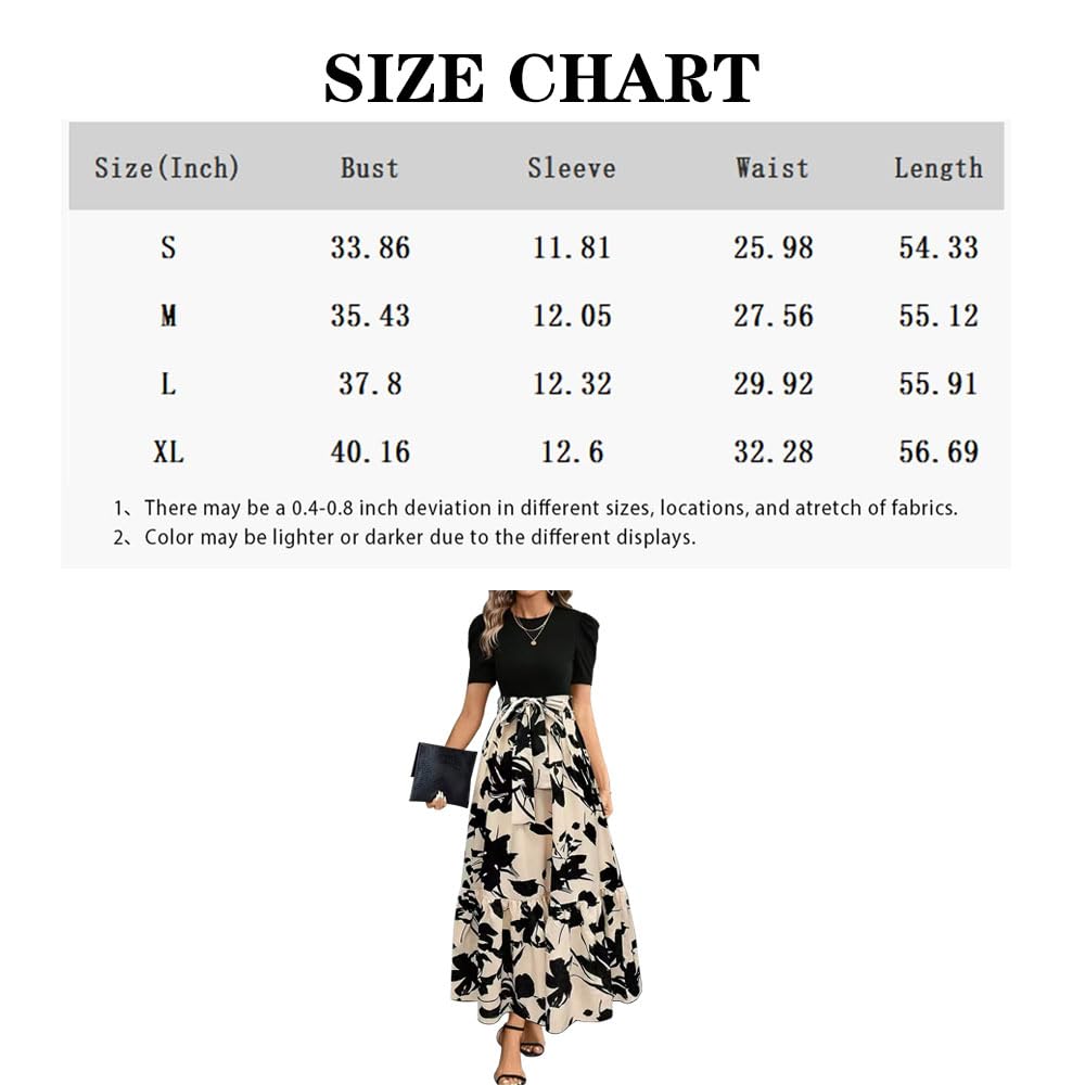 Vestito Donna Stampa Floreale Maniche Corte Scollo Rotondo Abiti Elegante Orlo a Volant Estivo Vestiti da Cocktail Party