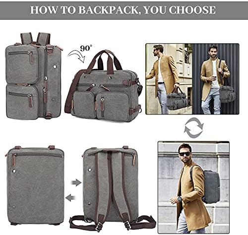 Augus Mens Canvas Messenger Bag Vintage 14" Laptop Bag Handbag Business Briefcase Shoulder Bag for Women Backpack Travel 3 Augus Mens Canvas Messenger Bag Vintage 14" Laptop Bag Handbag Business Briefcase Shoulder Bag for Women Backpack Travel