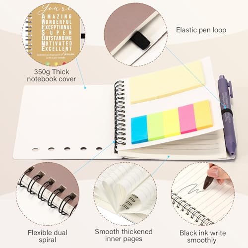 Carnets de notes à spirale Jetec avec stylos | Lot de 25 calepins Morandi pour l'école - 3