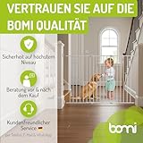 BOMI Türschutzgitter Maja 69-142 cm | Zum Bohren | Extra Hoch | Kindertreppenschutzgitter mit Tür in Weiß ausziehbar | Tierschutzgitter für Hund und Baby