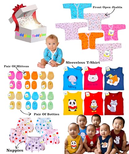 Image of Toddylon Newborn Baby Essentials Kit 29 Items Combo Set | New Born Baby Set 0-6 Months | Hospital Kit Baby Combo Pack for Boys & Girls | Maternity Hospital Bag Kit | Soft Cotton New Born Clothes