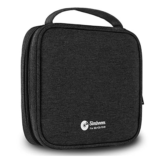 DVD Case, Simboom Disc Storage Wallet, 32 Capacity Nylon CD/DVD Holder Organizer Bag for Car, Travel (Black)