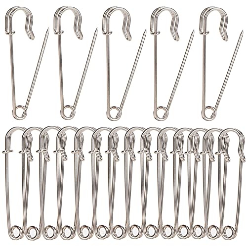 Smukdoo Lot de 30 épingles à nourrice en acier inoxydable pour vêtements, loisirs créatifs, argent (5 cm)