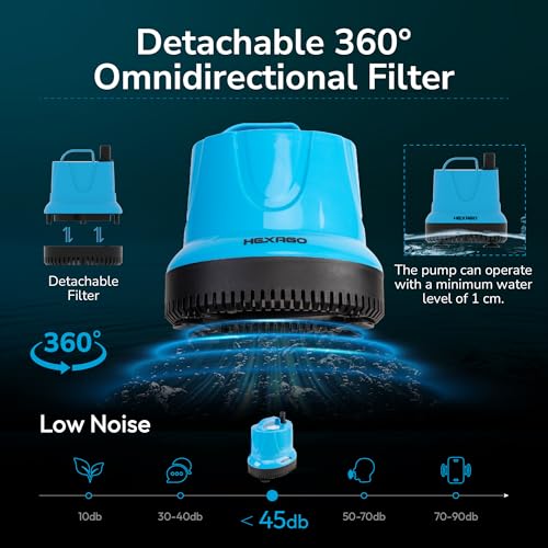 Image of 800 GPH Submersible Water Pump - 100W Sump Pump with 11ft High Lift for Outdoor Ponds, Hydroponics, Statues, Waterfalls, Aquariums, and Fish Tanks