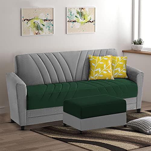 Image of Francis 3 Seater Sofa with Ottoman Set for Living Room (Green Grey Fabric)