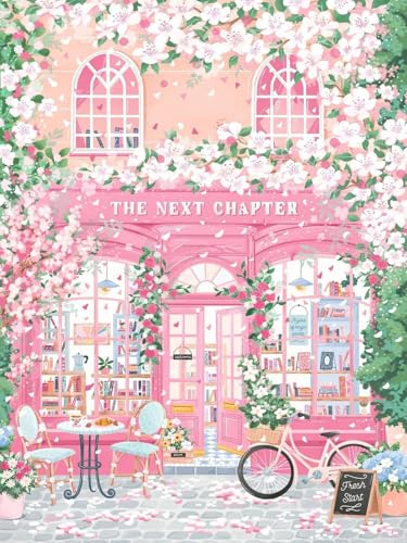 Eterkosu Pink Shop Diamond Art Painting Kits for Adults - DIY City Scenery 5D Paint with Diamonds Gem Art Painting Kits DIY Round Full Drill Diamond Dots Paintings Adult Crafts