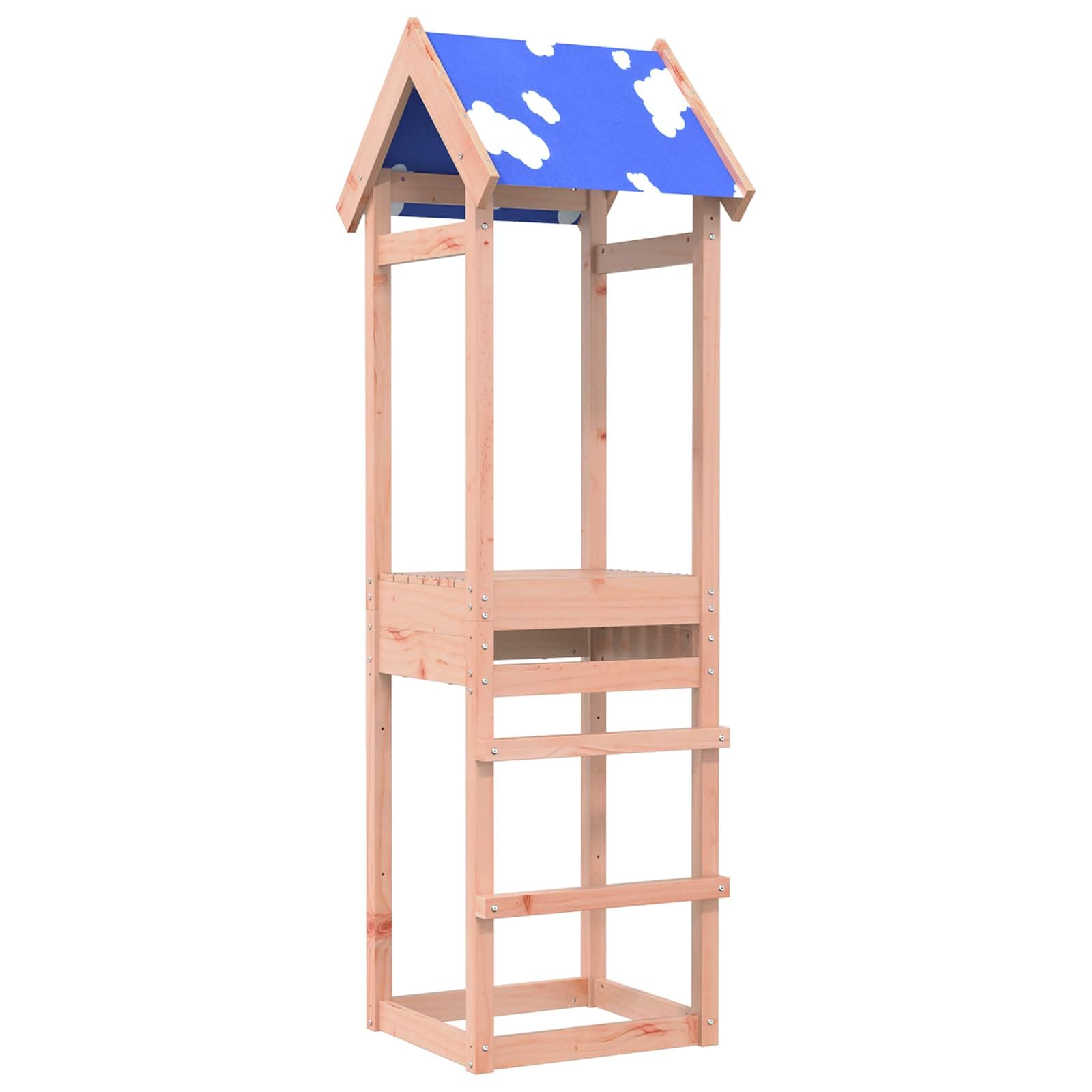 Spielturm für Garten aus massivem Douglasienholz, Kletterturm mit Rutsche und Schaukel, Kinderspielplatz 52,5 x 46,5 x 195 cm