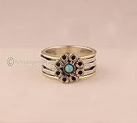 Vista 4 de 925 Spinner Silver Ring, Handmade Ring Women, Statement Spinner Ring, Fidget Spinner Ring, Minimalist Ring Silver, Natural Larimar Ring, Bohemian