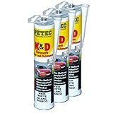  3x PETEC K&D Karosserie Klebe- und Dichtmasse Klebemasse Dichtmasse Karosseriekleber Klebstoff Kleber Kartusche 310ml weiß