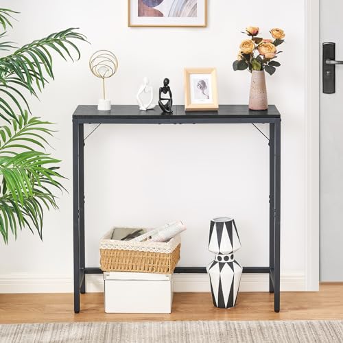 HOMCENES Narrow Console Table with 2 Support Bar, Small Entryway Table, Thin Sofa Table, Industrial Couch Table, Display Table, Side Table for Living Room, Bedroom, Sturdy and Stable, Black - Thumbnail 5