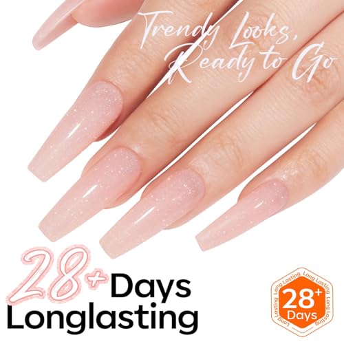 Image of modelones Glitter Gel Nail Polish Pastel Pink Glitter Gel Nail Polish Soak-Off UV Gel Polish - 28+ Days Long-Lasting Salon-Quality Nail Art DIY Manicure & Gift 15ML