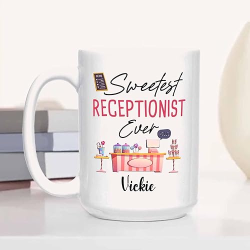 Miniatura 10 de Taza de café de recepcionista médica personalizada, taza de té blanca de recepcionista médica, taza de té blanca de 11 onzas, taza de café
