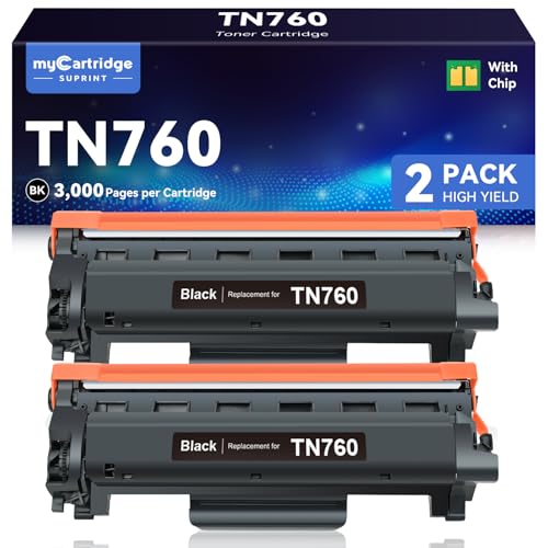 myCartridge SUPRINT TN760 Toner Cartridge Replacement for Brother TN760 TN-760 TN730 TN-730 Black Toner for HL-L2350DW HL-L2370DW HL-L2395DW MFC-L2710DW MFC-L2750DW DCP-L2550DW Printer (2 Pack)