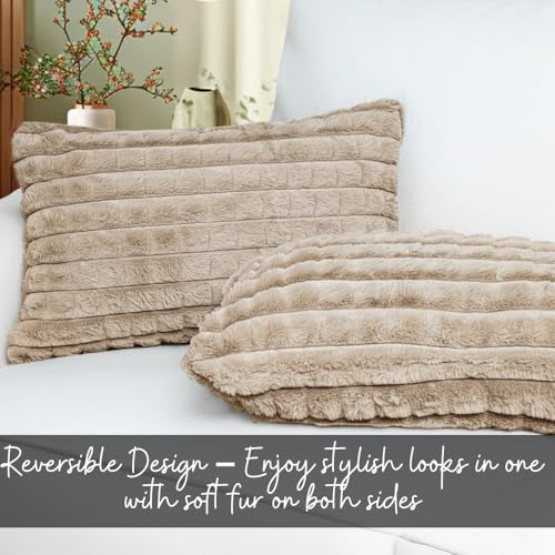 Image of HOMADORN Luxury Plush Fur Reversible Cushion Cover Ultra Soft & Cozy (Pack of 2)