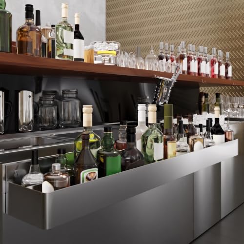Image of AmGood 60 in. Abreast Double-Tier Stainless Steel Speed Rail Rack - Liquor Bottle Organizer for Bars, Restaurants, Nightclubs, and Home Bars