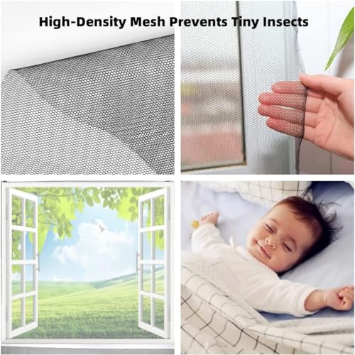 Goaycer Fliegengitter Fenster,Insektenschutz Fliegenschutz Fenster, Fliegennetz Moskitonetz Zuschneidbar 130x150cm （Schwarz ）